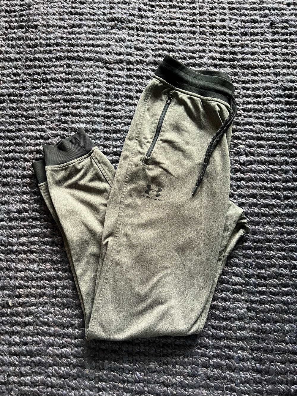 Under Armour Boy’s Grey Jogger Sweatpants with Black Trim - fits teenager size S